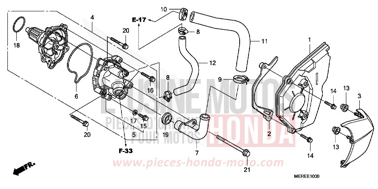 WATER PUMP for CBF600N ABS QUASAR SILVER METALLIC (NHA48) from 2009